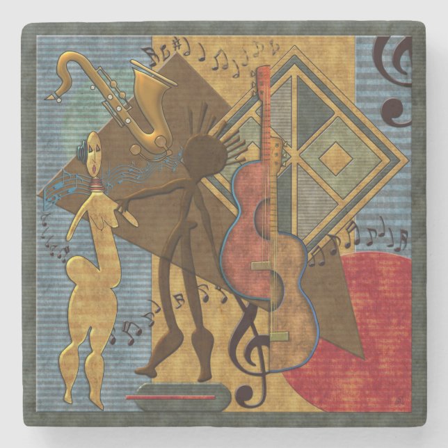 Porta-copo De Pedra Funky Hot Jazz Marble (Frente)