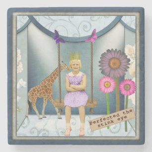 Porta-copo De Pedra Funky Vintage Kid Altered Art Collage