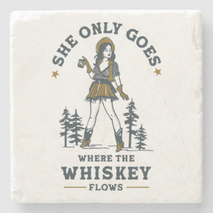 Porta-copo De Pedra Funny Vintage Western Cowgirl Whiskey Lover