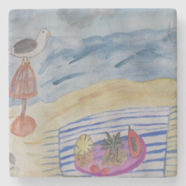 Porta-copo De Pedra Gaivotas na praia