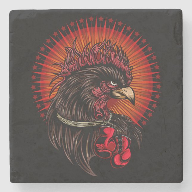 Porta-copo De Pedra Galo de Boxing (Frente)