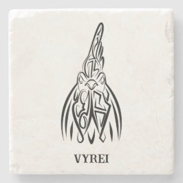 Porta-copo De Pedra Galo Tribal Negro e Branco