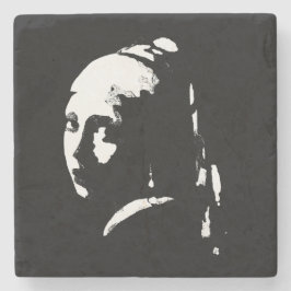 Porta-copo De Pedra Garota de abstrato com brinco de pérolas