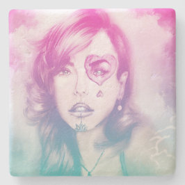 Porta-copo De Pedra Garota de Maquiagem de Crânio de Açúcar, Porta cop