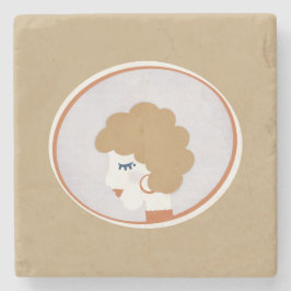 Porta-copo De Pedra Garota Loira no Espelho