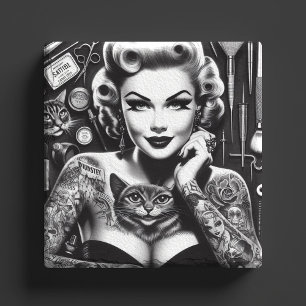 Porta-copo De Pedra Garota Tatuada Alternativa Old School