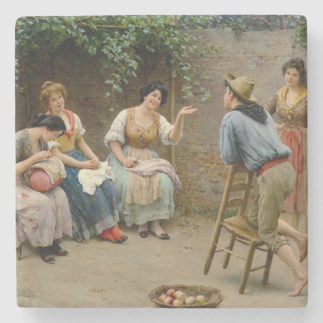 Porta-copo De Pedra Garoto Encantado Fazendo As Mulheres Com Sua Conve (Frente)