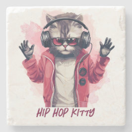 Porta-copo De Pedra Gatinho Hip Hop
