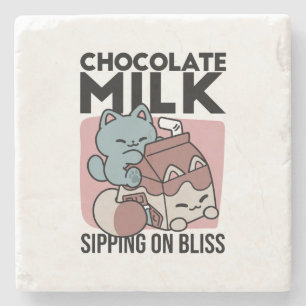 Porta-copo De Pedra Gato de Leite de Chocolate Kawaii – Bebida Aconche