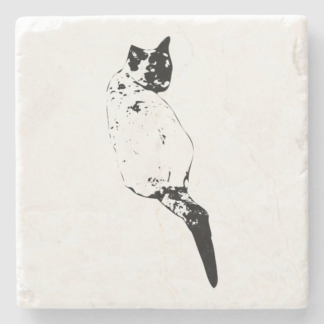 Porta-copo De Pedra Gato Desencanado, Charme Sutil (Frente)