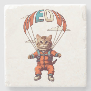 Porta-copo De Pedra Gato Engraçado de Paraquedismo
