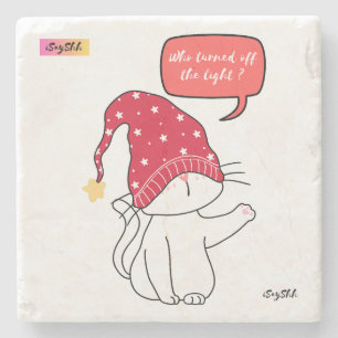 Porta-copo De Pedra gato engraçado, quem apagou a luz?