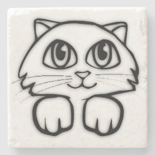 Porta-copo De Pedra Gato Fofo de Olhos Grandes