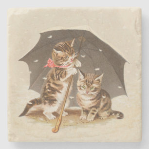 Porta-copo De Pedra Gato Kitten gatinho antigo vintage bonito