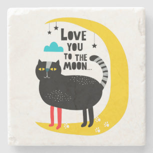 Porta-copo De Pedra Gato na lua
