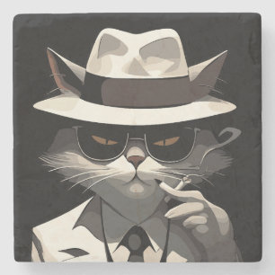 Porta-copo De Pedra Gato Noir Legal: Felino Suave e Misterioso