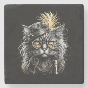Porta-copo De Pedra Gato Steampunk Incrível