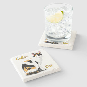 Porta-copo De Pedra Gato Xadrez Personalizado