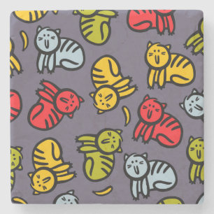 Porta-copo De Pedra Gatos e bananas