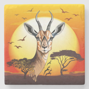 Porta-copo De Pedra Gazelle African Antelope Wild Animal