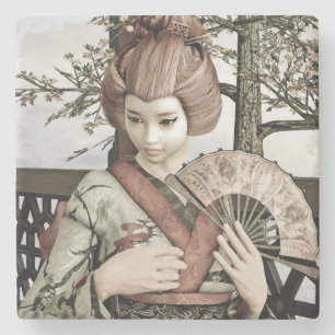 Porta-copo De Pedra Geisha Vintage