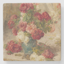 Porta-copo De Pedra Georges Jeannin - Uma Vida Estática com Rosas em u