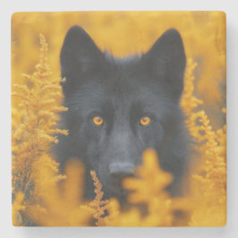 Porta-copo De Pedra German shepherd de Cão Negro