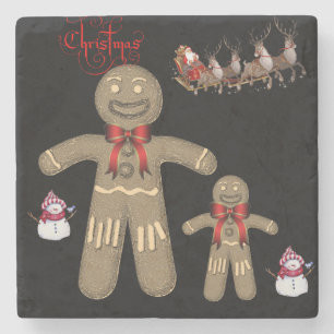 Porta-copo De Pedra Gingercake Marble Stone Porta copos Natal