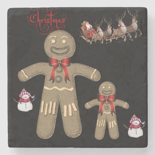 Porta-copo De Pedra Gingercake Marble Stone Porta copos Natal (Frente)