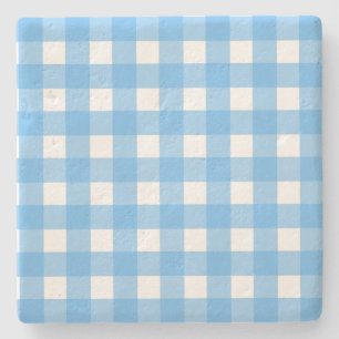 Porta-copo De Pedra Gingham azul