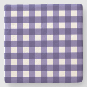 Porta-copo De Pedra Gingham azul marinho