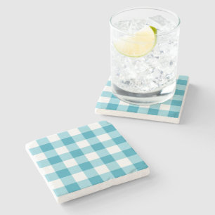 Porta-copo De Pedra Gingham Pattern