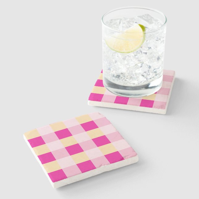 Porta-copo De Pedra Gingham Pattern (Lateral)