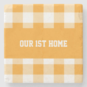 Porta-copo De Pedra Gingham Pattern Our 1rua Home