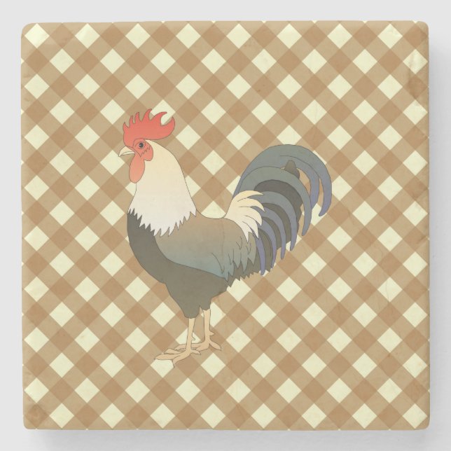 PORTA-COPO DE PEDRA GINGHAM ROOSTER (Frente)