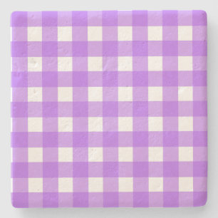 Porta-copo De Pedra Gingham roxo brilhante