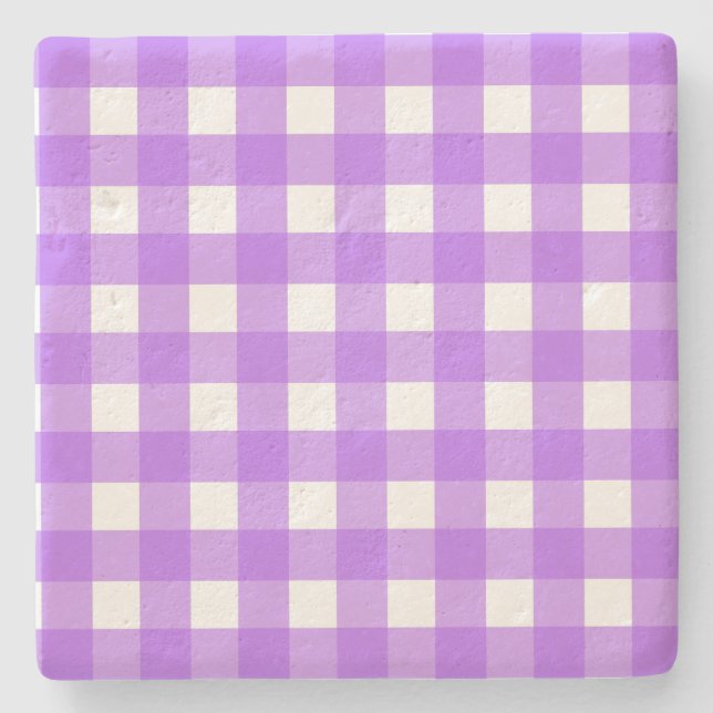 Porta-copo De Pedra Gingham roxo brilhante (Frente)
