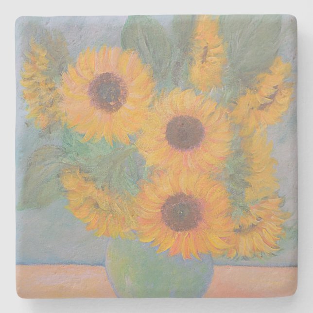 Porta-copo De Pedra Girassóis macios (Frente)