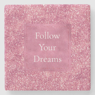 Porta-copo De Pedra Girly Pink Glitter Sparkle Glitz