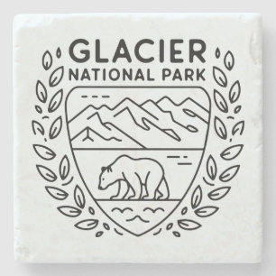 Porta-copo De Pedra Glaciar National Park Bear Emblem
