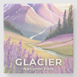 Porta-copo De Pedra Glacier National Park | Spring Lavender Watercolor