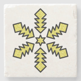 Porta-copo De Pedra Glitter Snowflake - Yellow Star