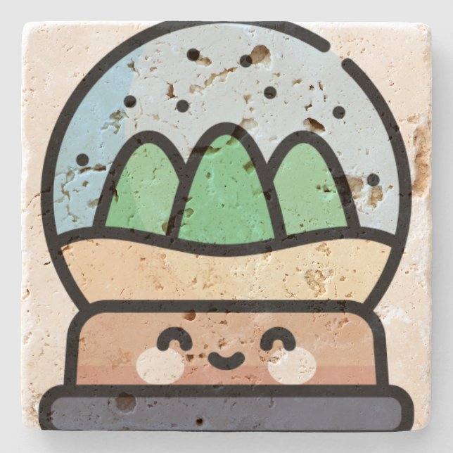 Porta-copo De Pedra globo de neve (Frente)