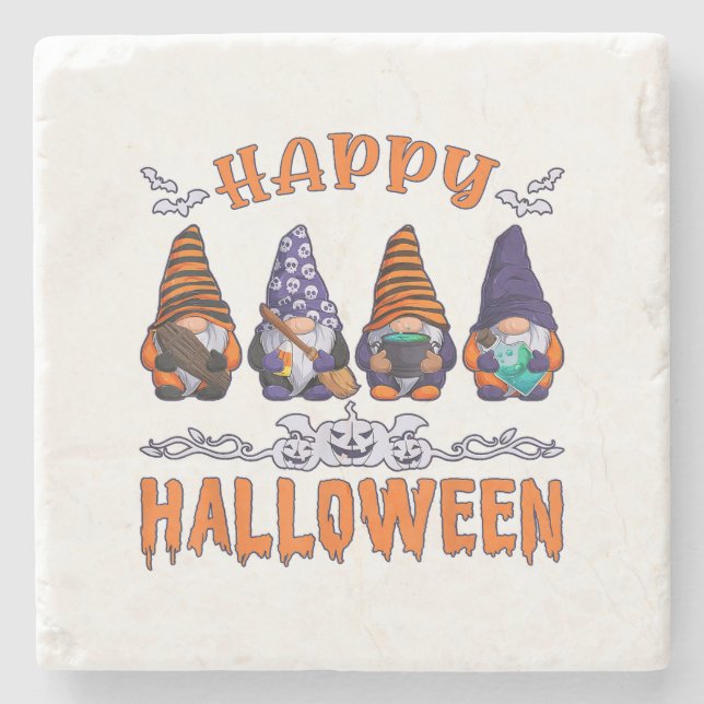 Porta-copo De Pedra Gnomos do Halloween (Frente)