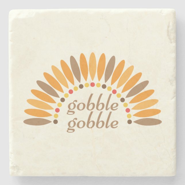 Porta-copo De Pedra Gobble Gobble - Ação de Graças (Frente)