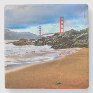 Porta-copo De Pedra Golden gate bridge no por do sol