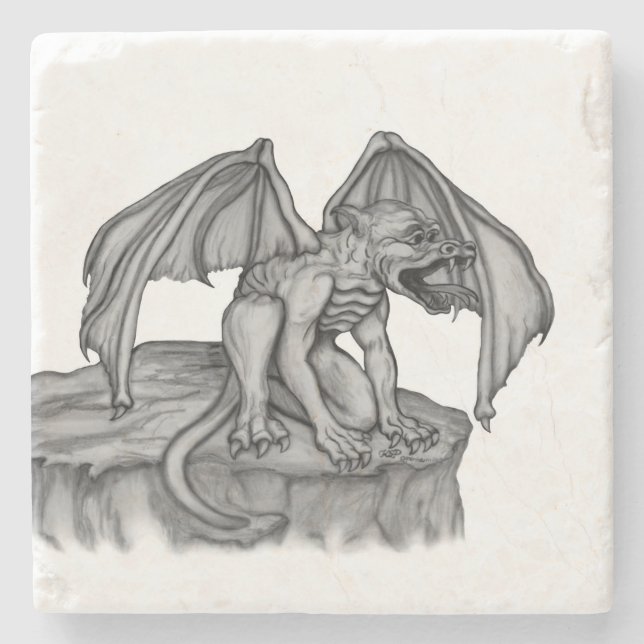 Porta-copo De Pedra Golem Gargoyle (Frente)