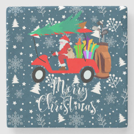 Porta-copo De Pedra Golf Natal Papai Noel montando golfe no carrinho d