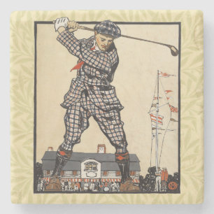 Porta-copo De Pedra Golfe Golfista Vintage Antigo Golfe
