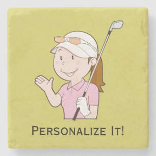 Porta-copo De Pedra Golfista feminino